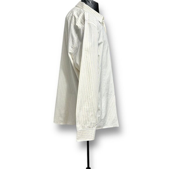 Calvin Klein Yellow Gray Striped Cotton Button Up Shirt Classic Career Preppy XL - Picture 8 of 9